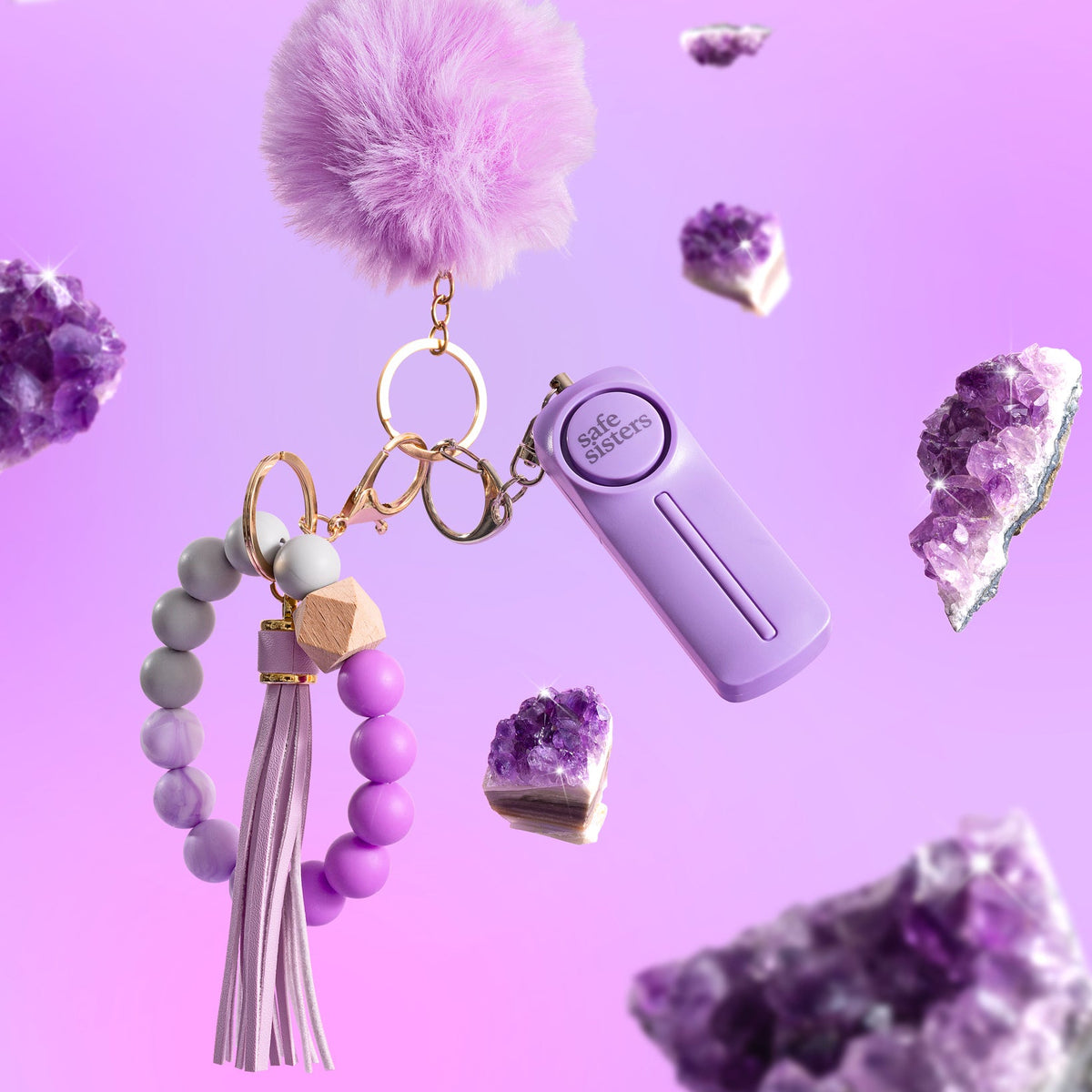 Personal Safety Alarm Keychain - Amethyst