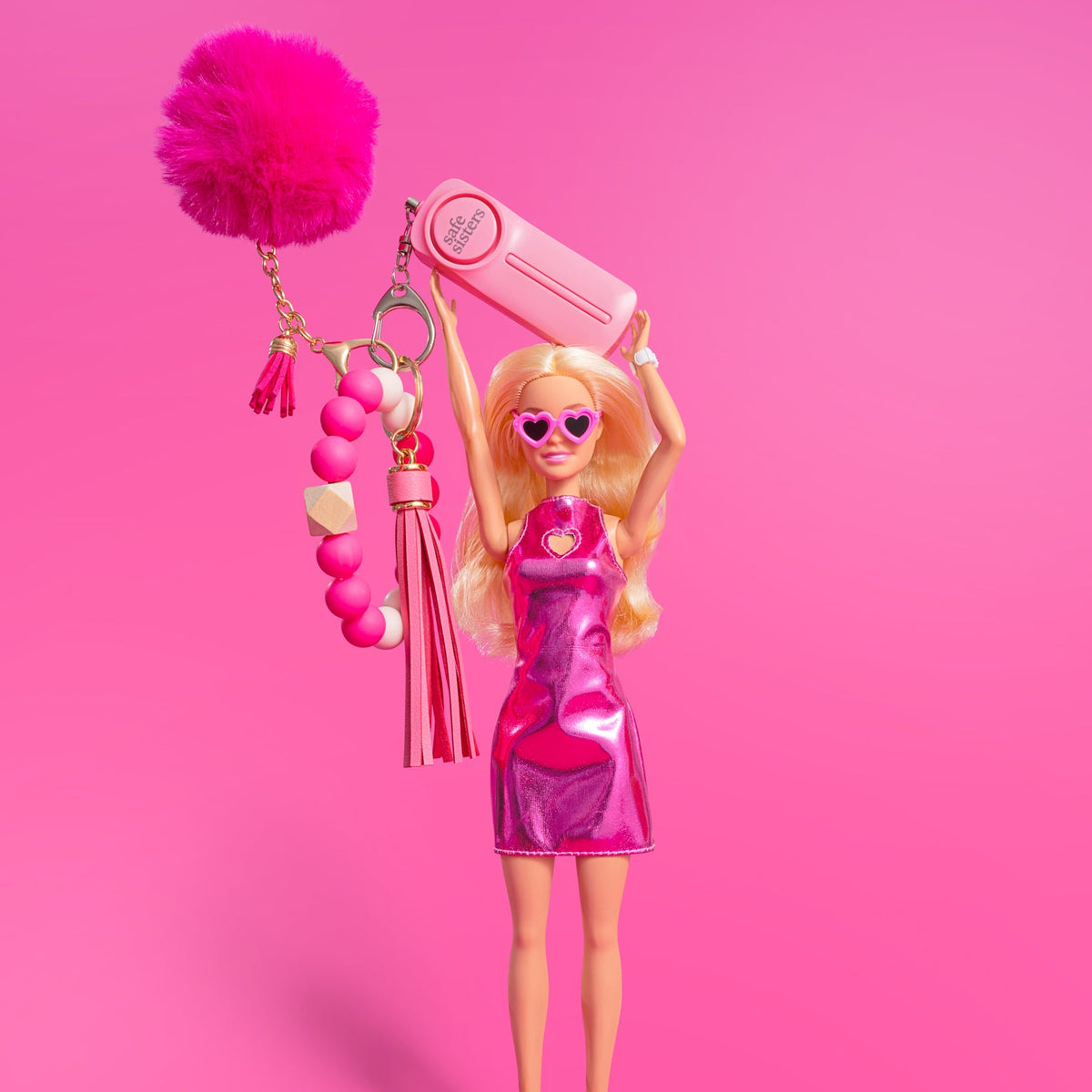 Personal Safety Alarm Keychain - Barbiecore
