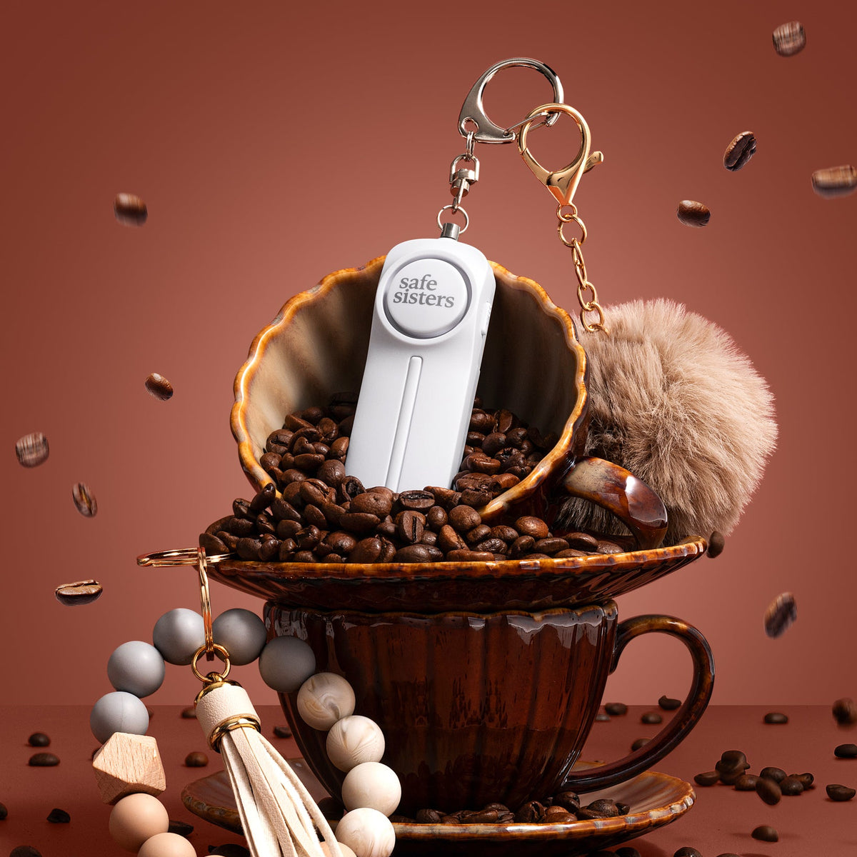 Personal Safety Alarm Keychain - Mocha