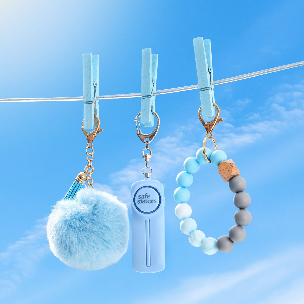 Personal Safety Alarm Keychain - Clouds